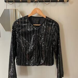 Christian Siriano Black Sequin Evening Jacket | Size M (Runs Small), EUC